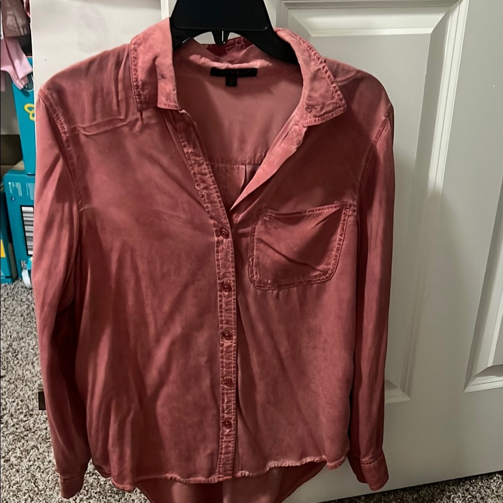 Velvet Heart Pink Long Sleeve Button Down Shirt